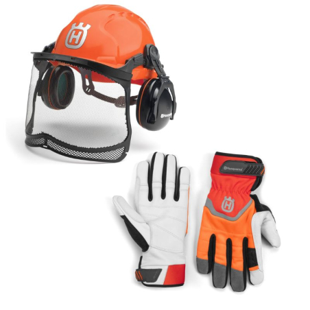 Kit casque forestier + gants anti-coupure Husqvarna